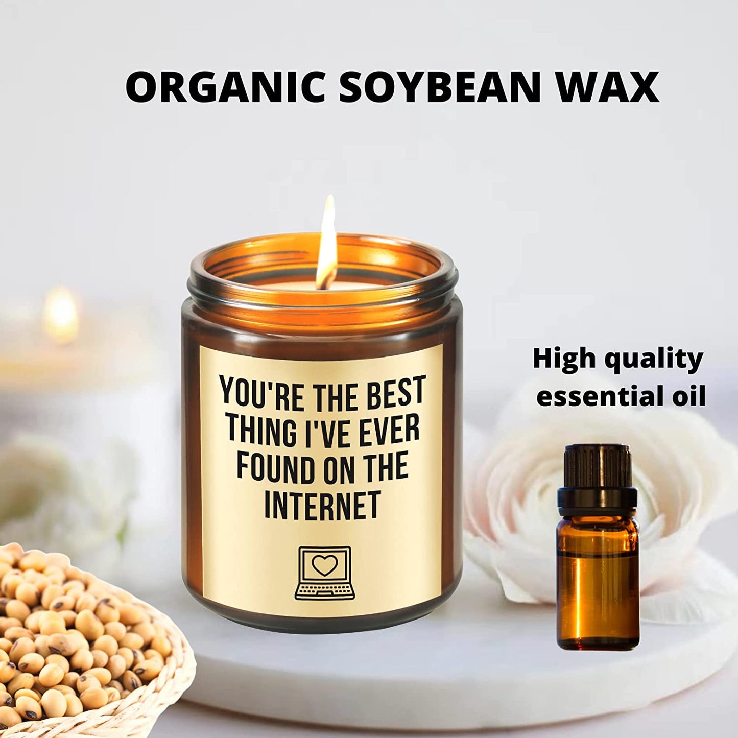 Valentines Day Romantic Gifts for Him Her - Lavender Candle