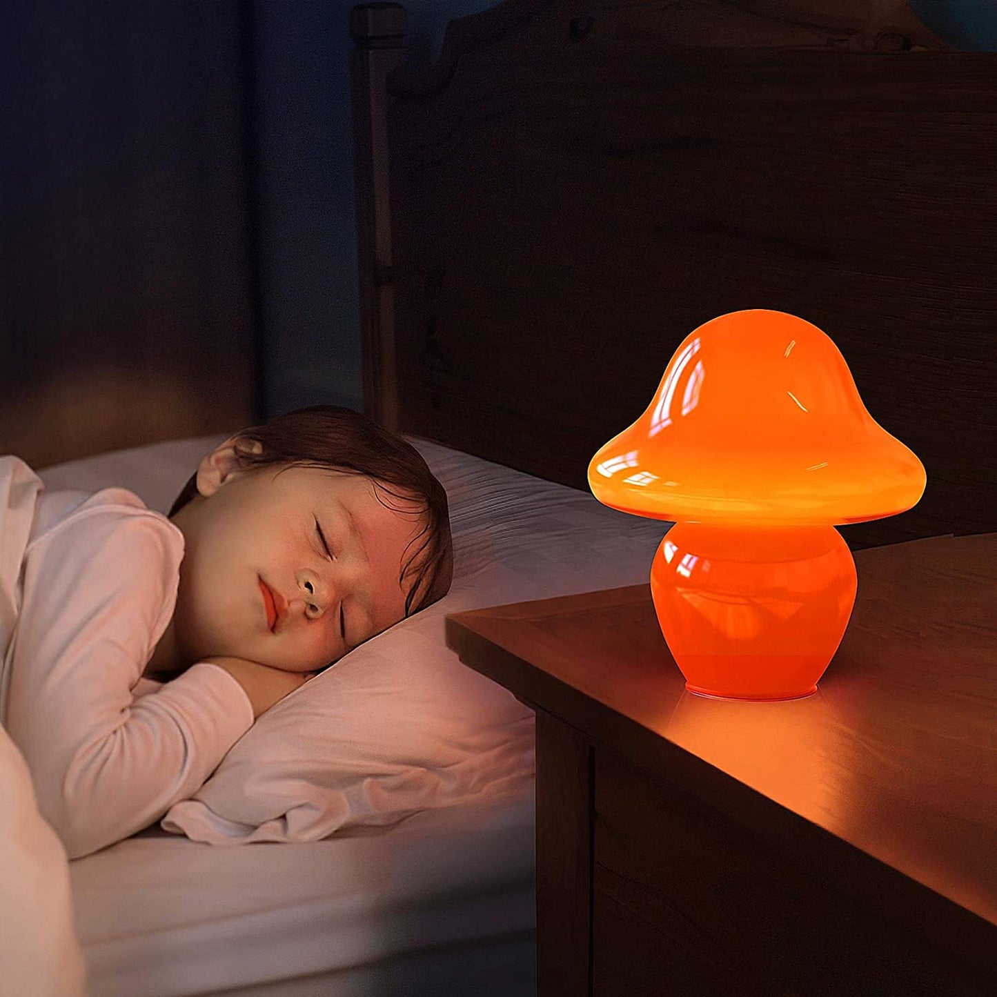 Dimmable Translucent  Glass Vintage Beside Mushroom Lamp