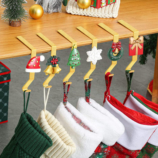 6 Pack Gold Christmas Stocking Holders