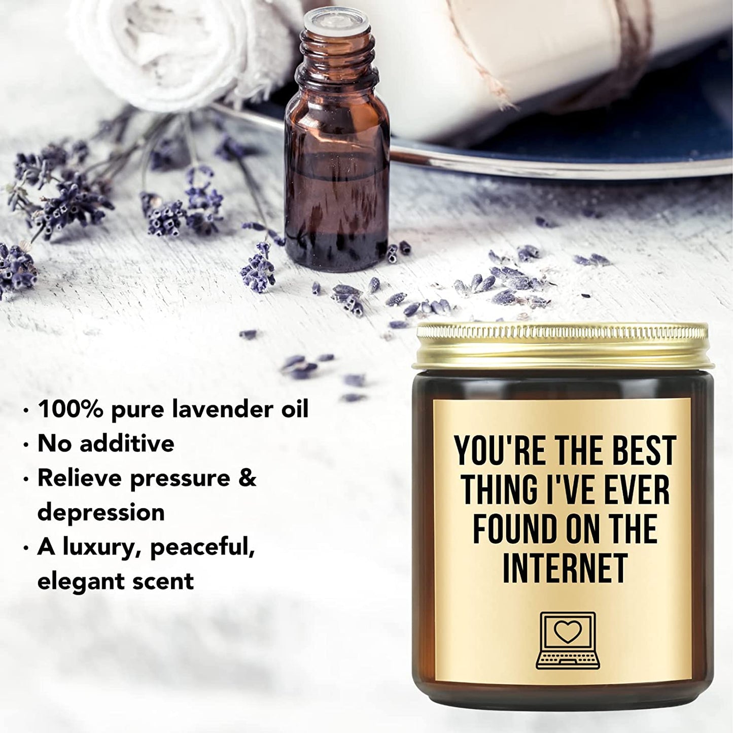 Valentines Day Romantic Gifts for Him Her - Lavender Candle