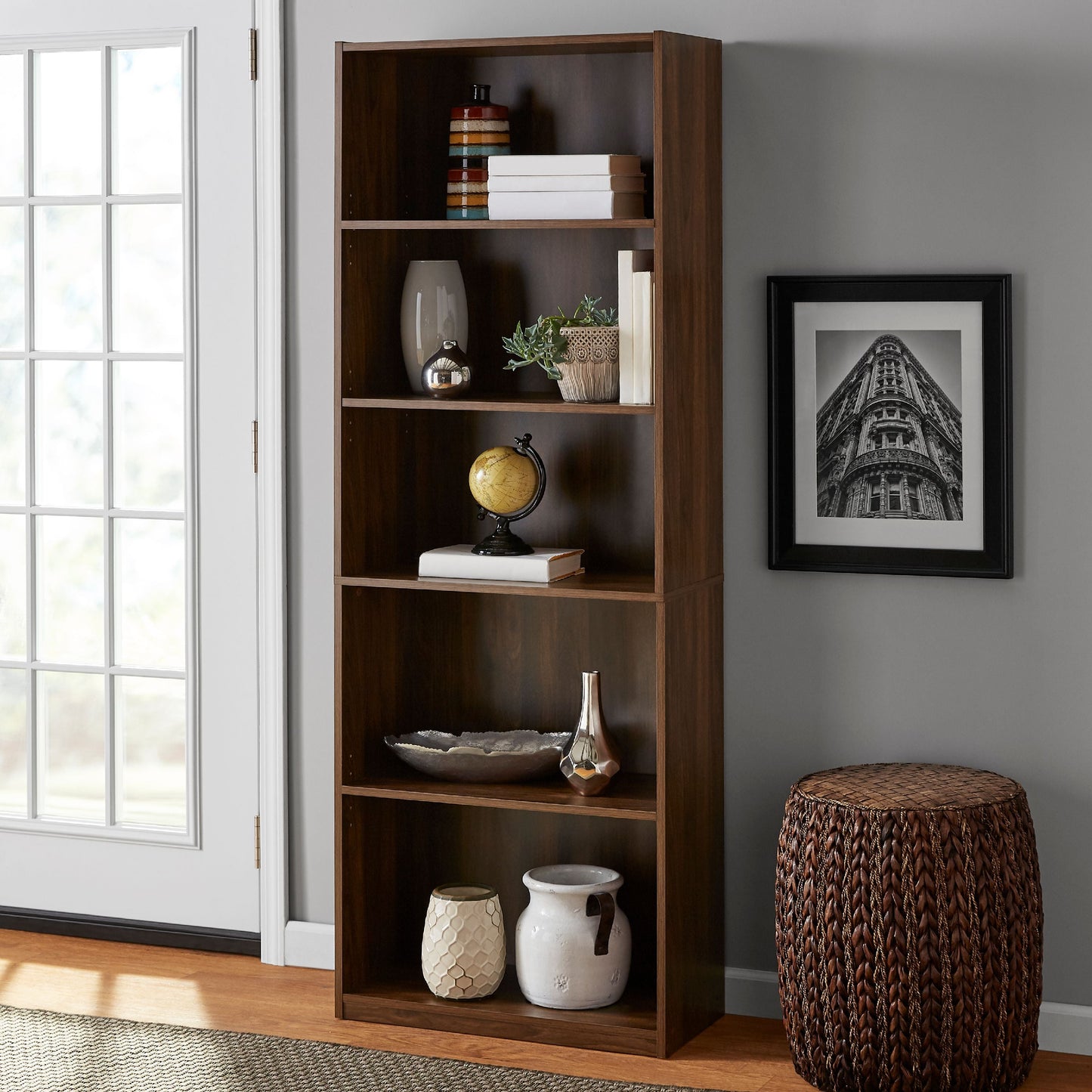 71" 5-Shelf Bookcase with Adjustable Shelves
