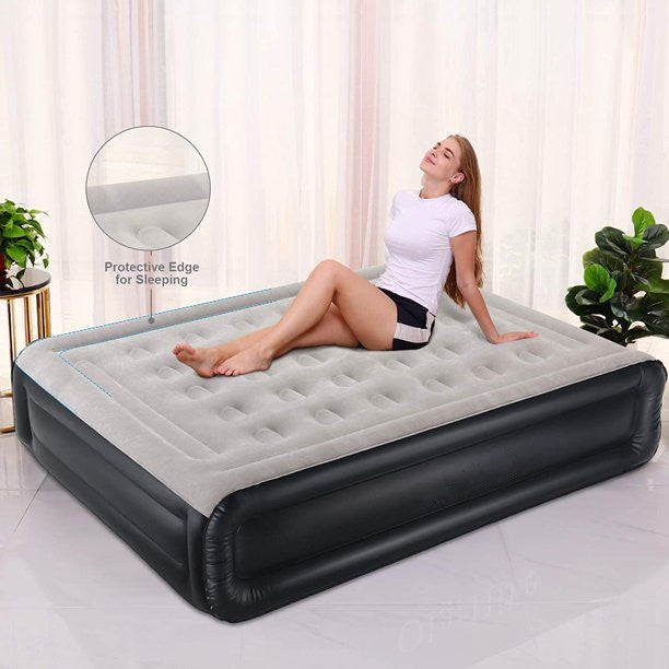 18 inch Queen Air Mattress with Built-in Pump,Black