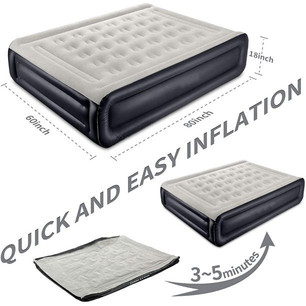 18 inch Queen Air Mattress with Built-in Pump,Black