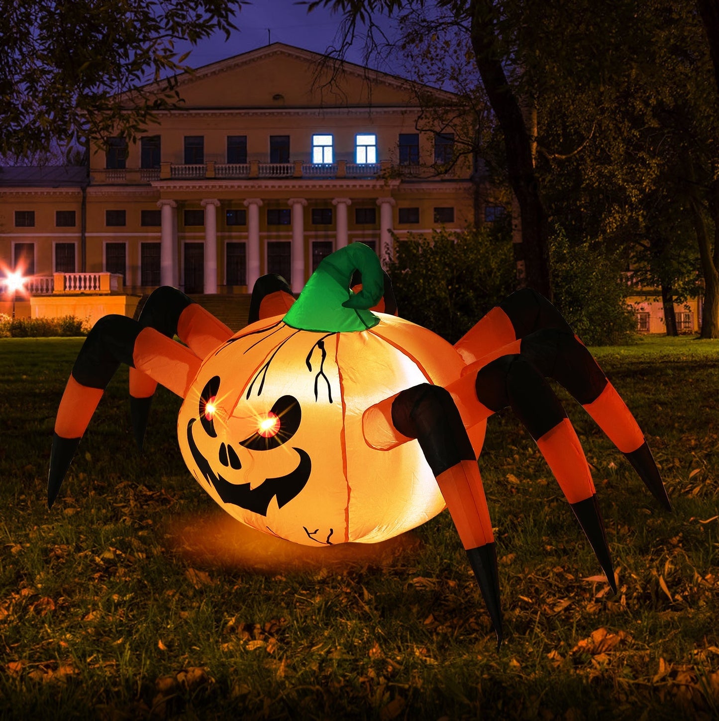 5FT Halloween Inflatables Pumpkin Spider w/ LED, 2 Packs