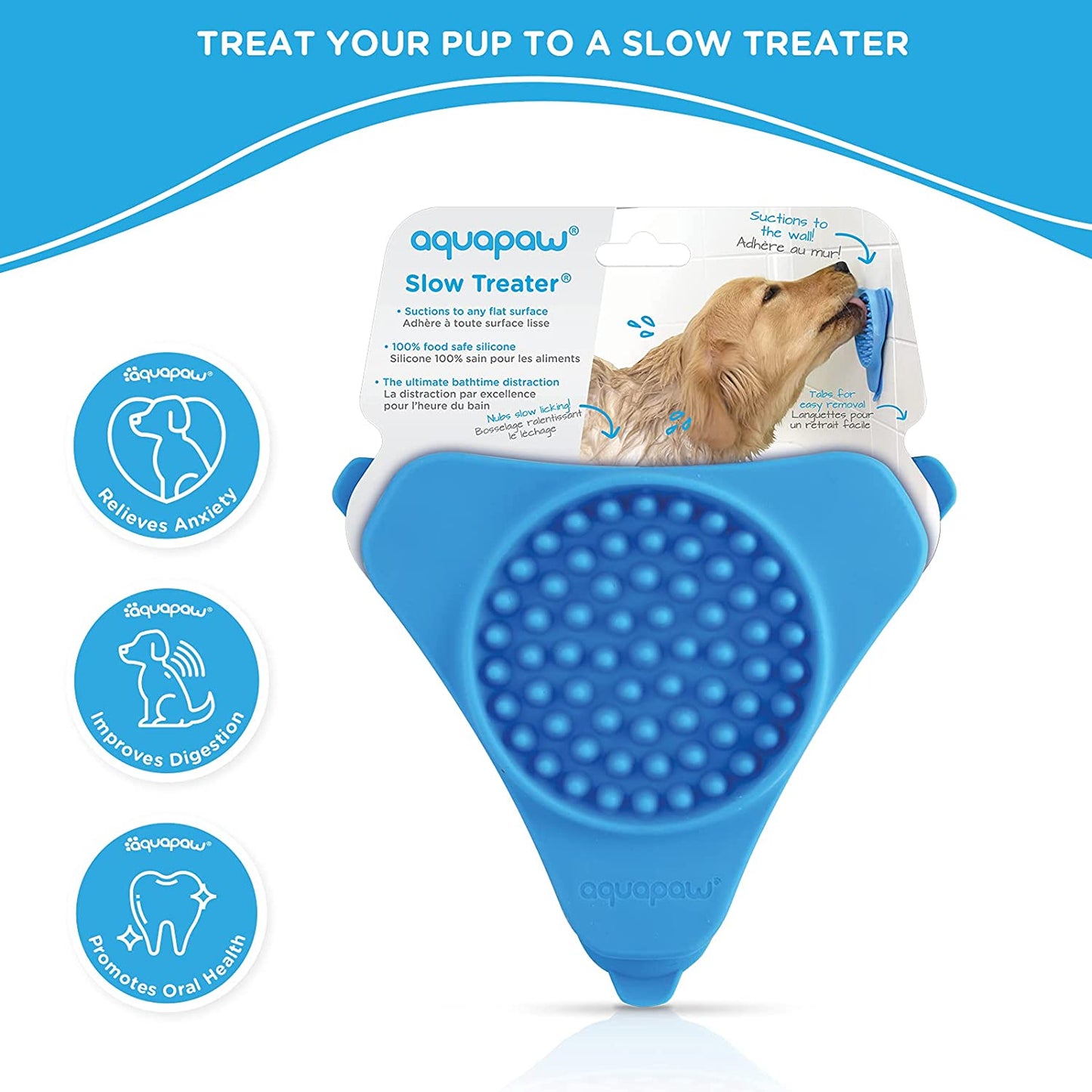 Lick Mat for Dogs, Puppies and Pets, Dog Lick Pad, Slow Feeder for Food, Treats, Blue