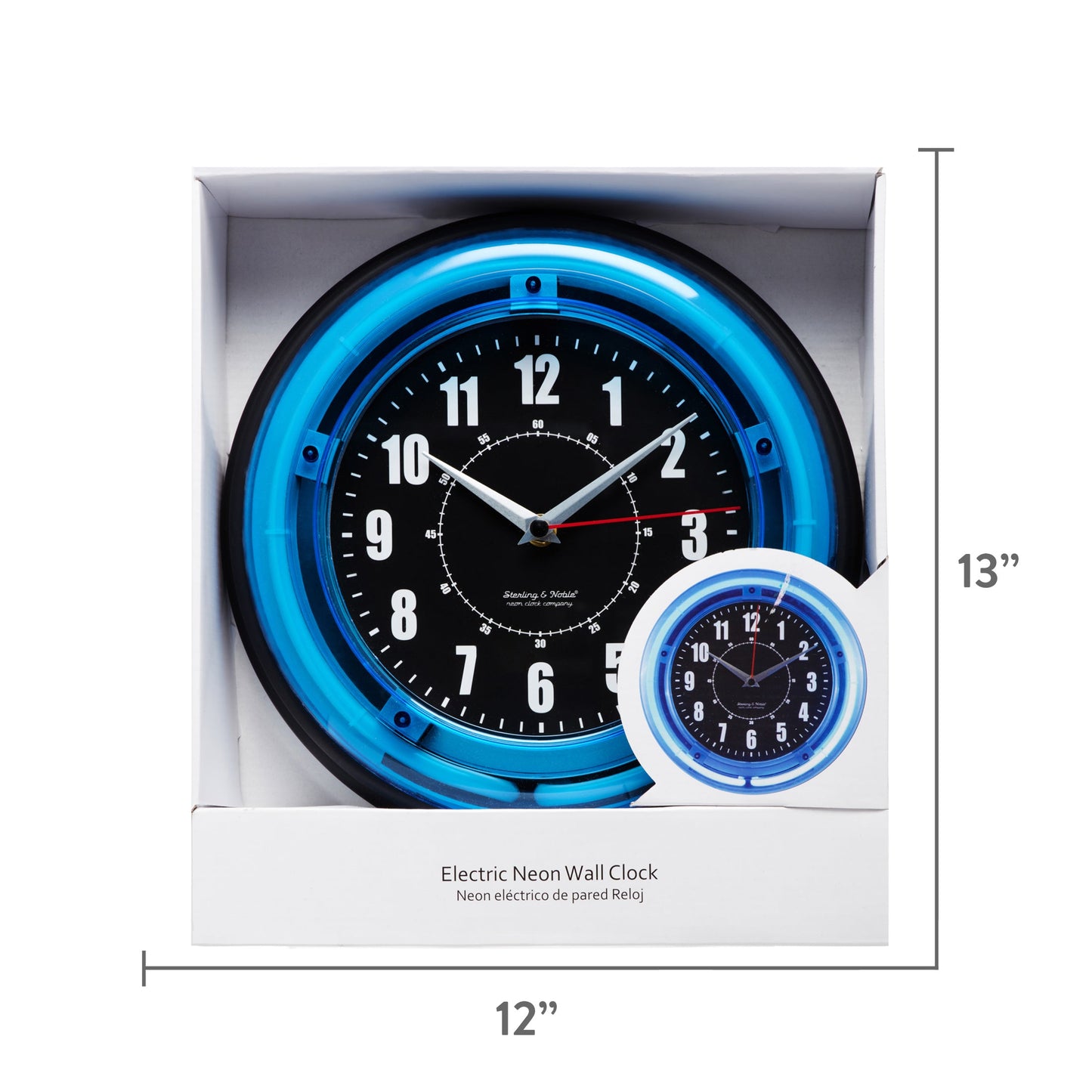 11" Vibrant Blue Neon Analog Wall Clock