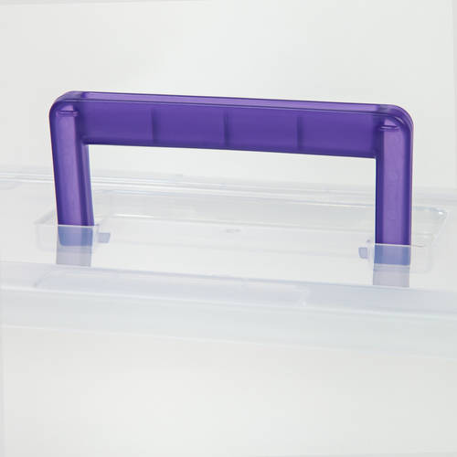 Medium Deep Modular Latching Box - Purple Handle, 6 Pack, Clear