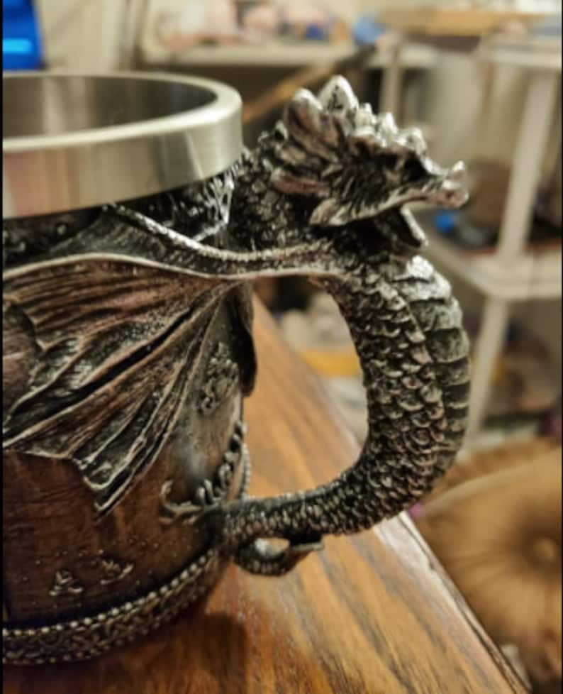Celtic Dragon Mug, Detailed Unique Beer Coffee Cup Collectible Gift for Dragon Lovers and Decorative Mythical Figures