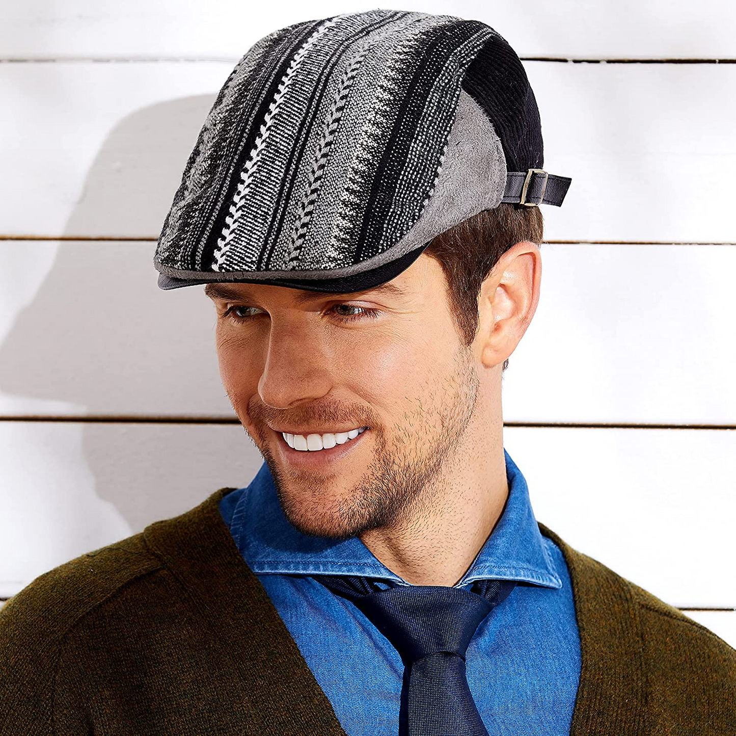 Men Beret Hat Cotton Buckle Adjustable Newsboy Hats Cabbie Gatsby Cap