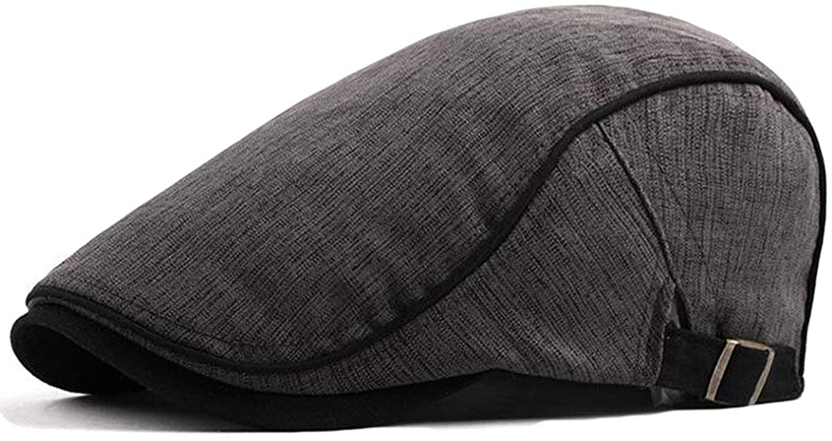 2 Pack Men's Cotton Flat Cap Ivy Gatsby Newsboy Hat (M)