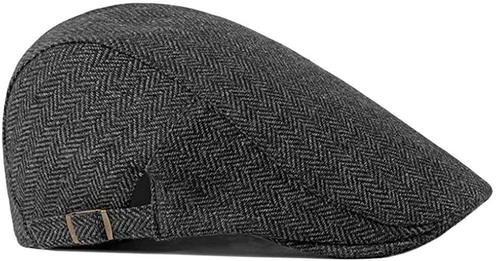 2 Pack Men's Cotton Flat Cap Ivy Gatsby Newsboy Hat (M)