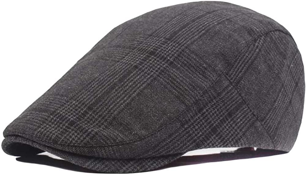 2 Pack Men's Cotton Flat Cap Ivy Gatsby Newsboy Hat (M)