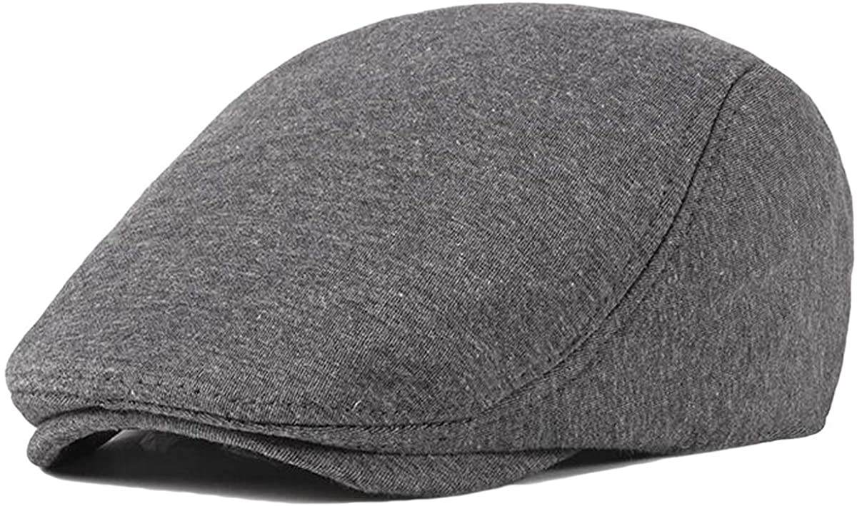 2 Pack Men's Cotton Flat Cap Ivy Gatsby Newsboy Hat (M)