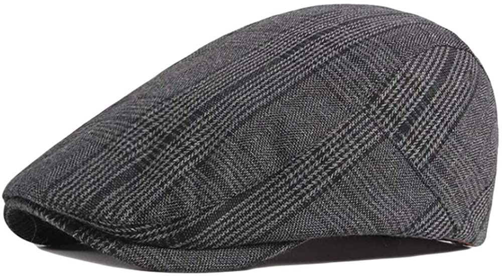 2 Pack Men's Cotton Flat Cap Ivy Gatsby Newsboy Hat (M)