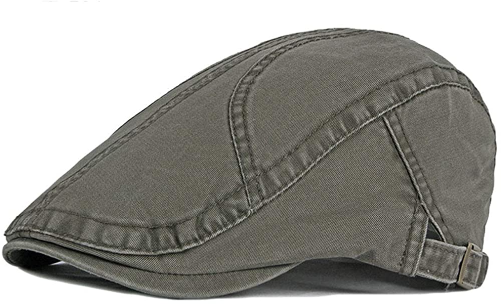 2 Pack Men's Cotton Flat Cap Ivy Gatsby Newsboy Hat (M)