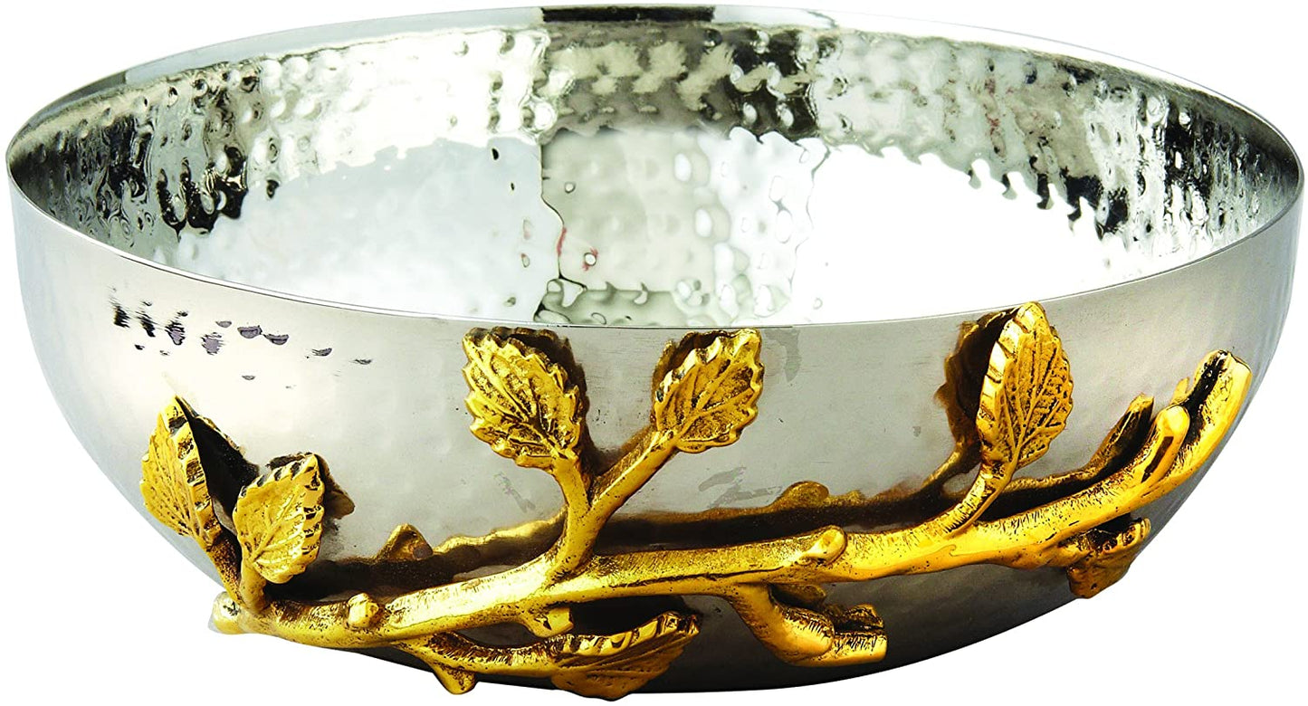 Golden Vine Hammered Stainless Steel Salad Bowl, 6.5-Inch