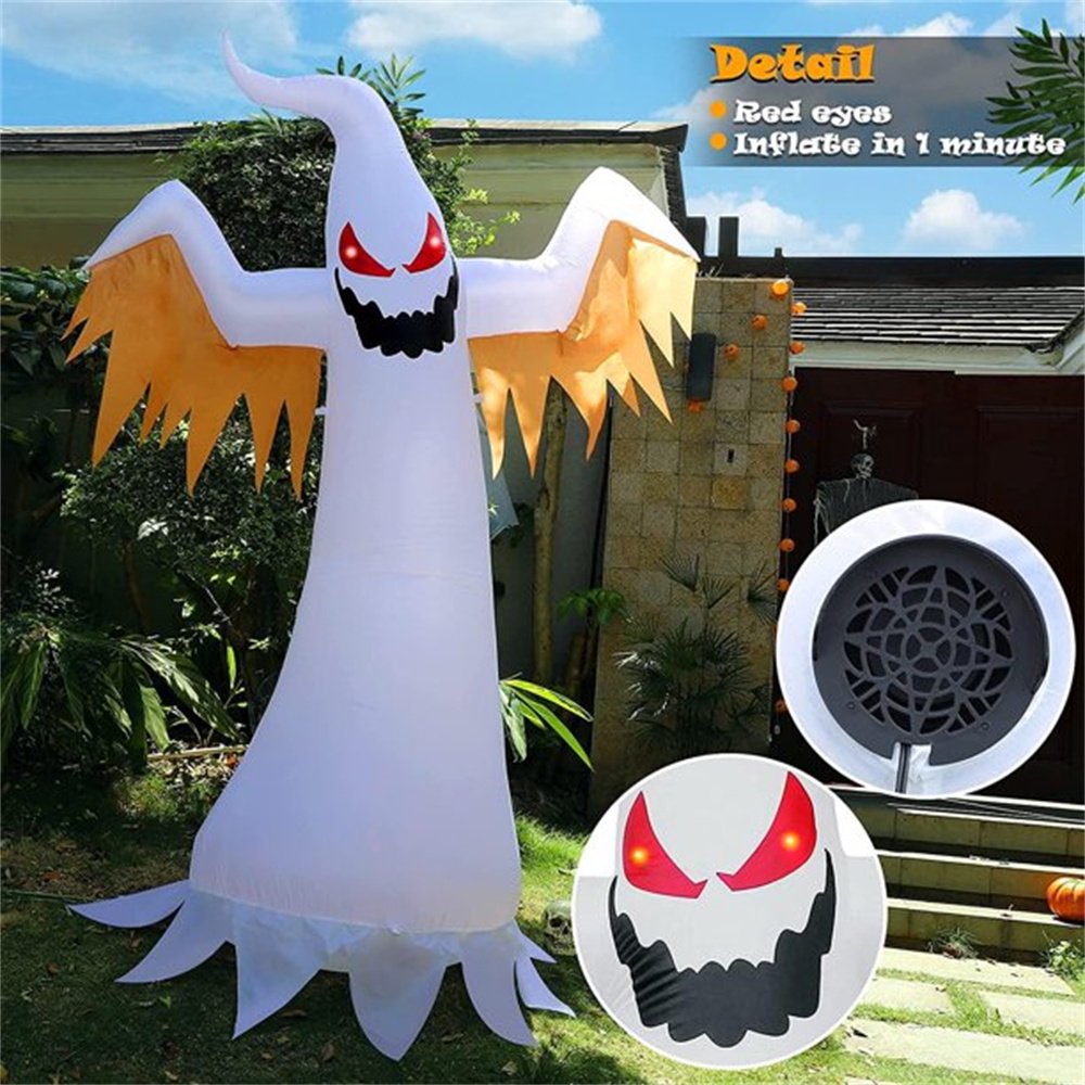 8 Ft Halloween Inflatables Red Eye Ghost w/  Color Changing LEDs