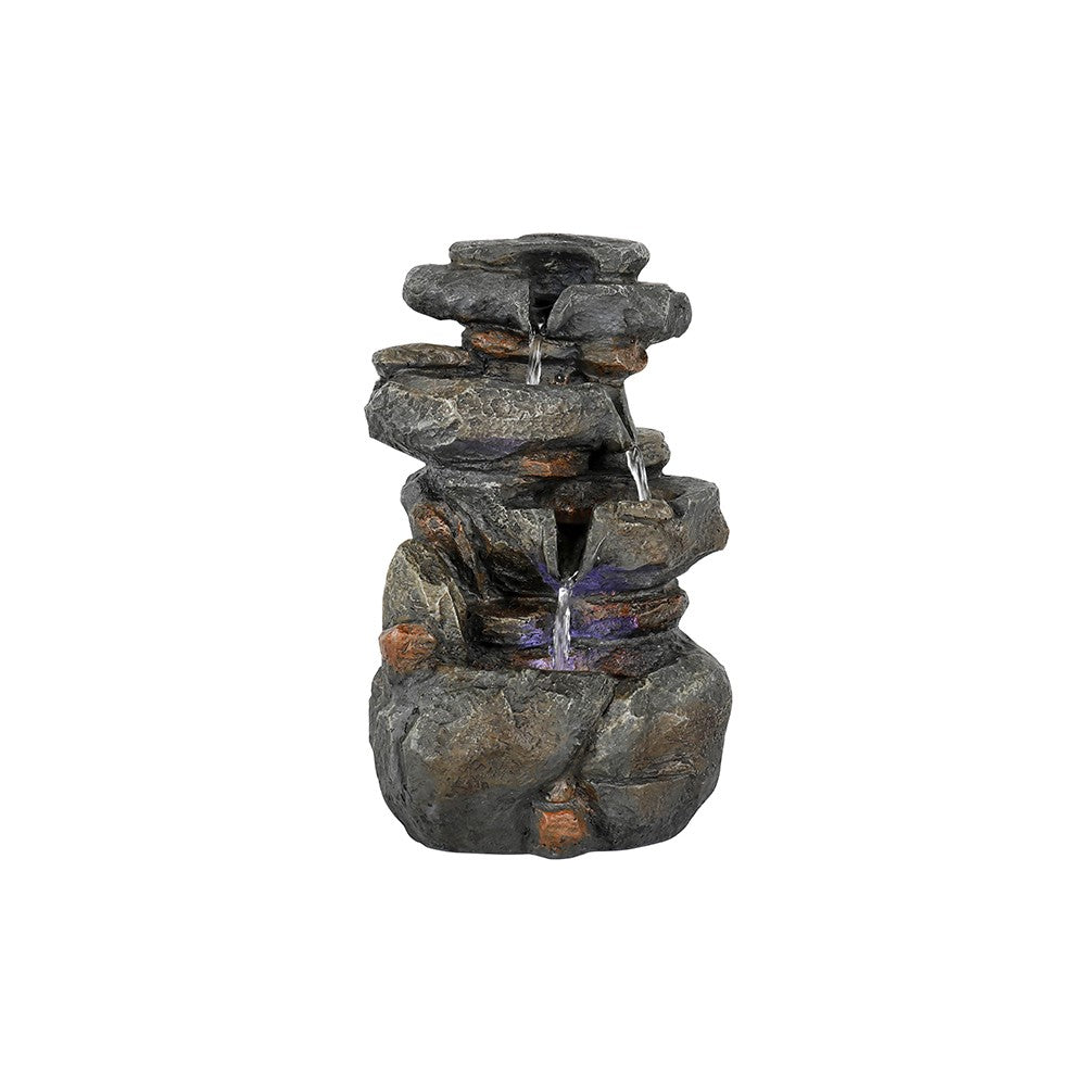Water Fountain w/ LED Light, Modern Rock