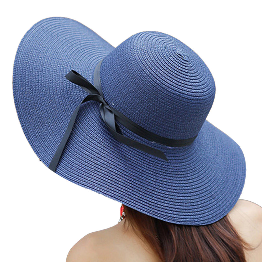 Foldable Wide Brim Bowknot UV Protection Floppy Summer Hat for women