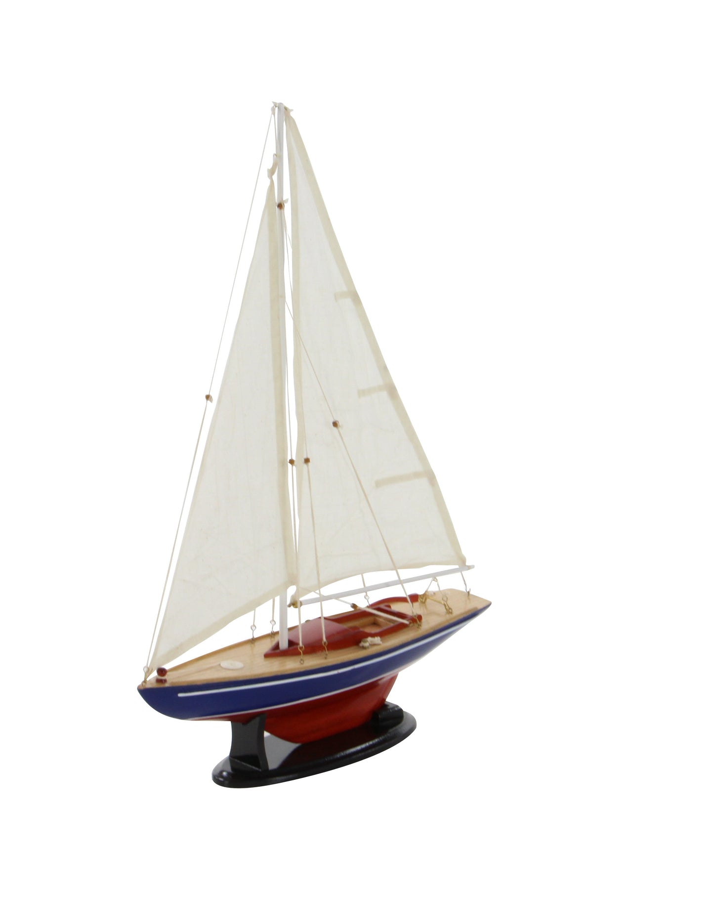 17"W, 26"H Wood Coastal Sailboat Sculpture, Dark Brown