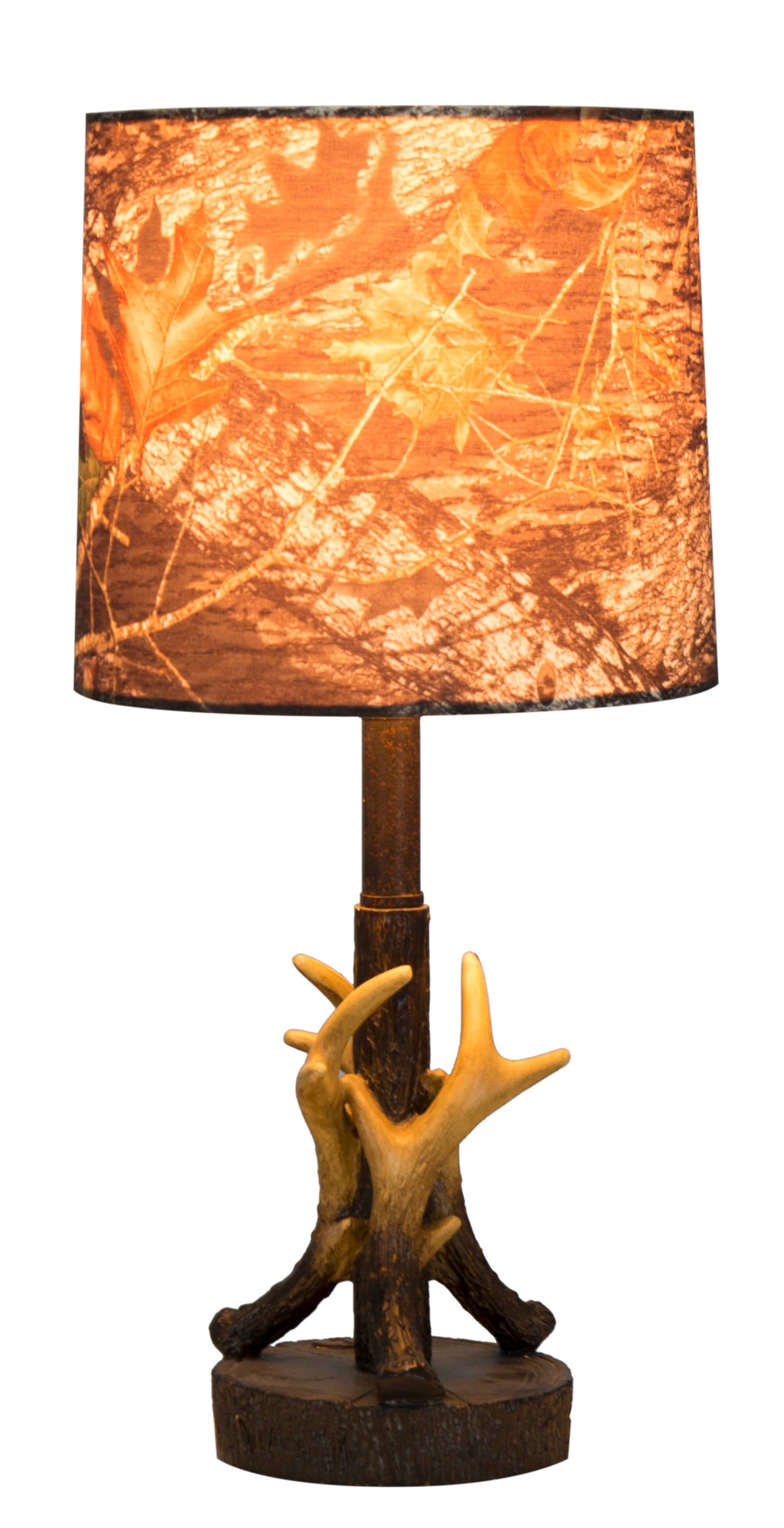 Rustic Deer Antler Accent Lamp, Dark Brown Wood tone