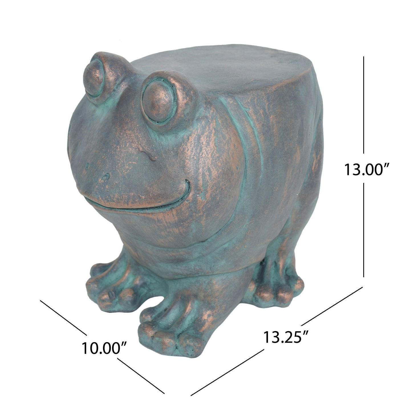 Dawn Frog Garden Stool, Copper Patina Finish