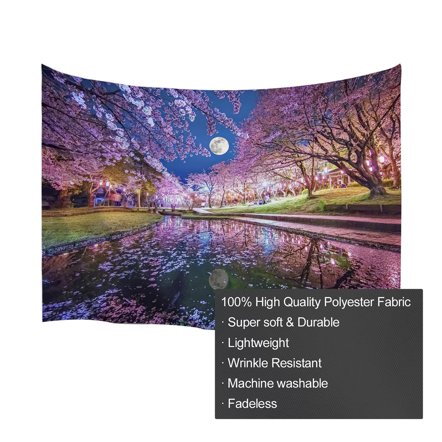 Moon Night Cherry Blossom Tapestry for Home Decoration
