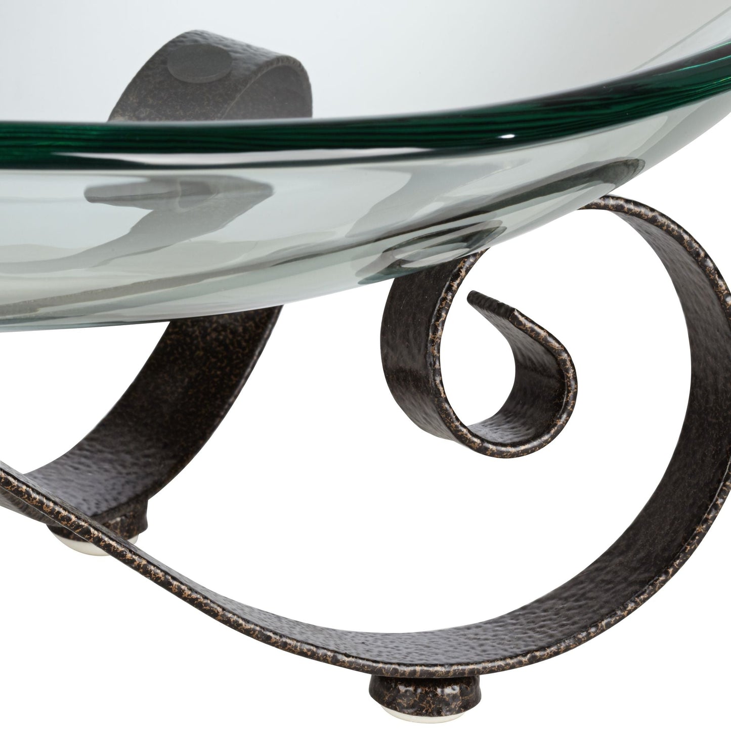 Iron Scroll Stand with Oval Glass Bowl