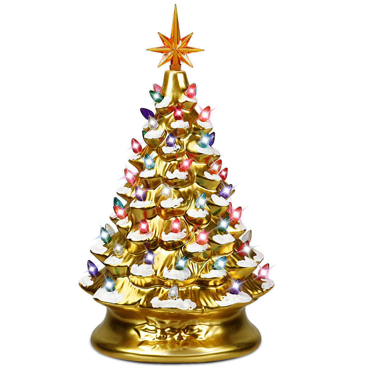 15''Pre-lit Hand-Painted Ceramic Tabletop Christmas Tree