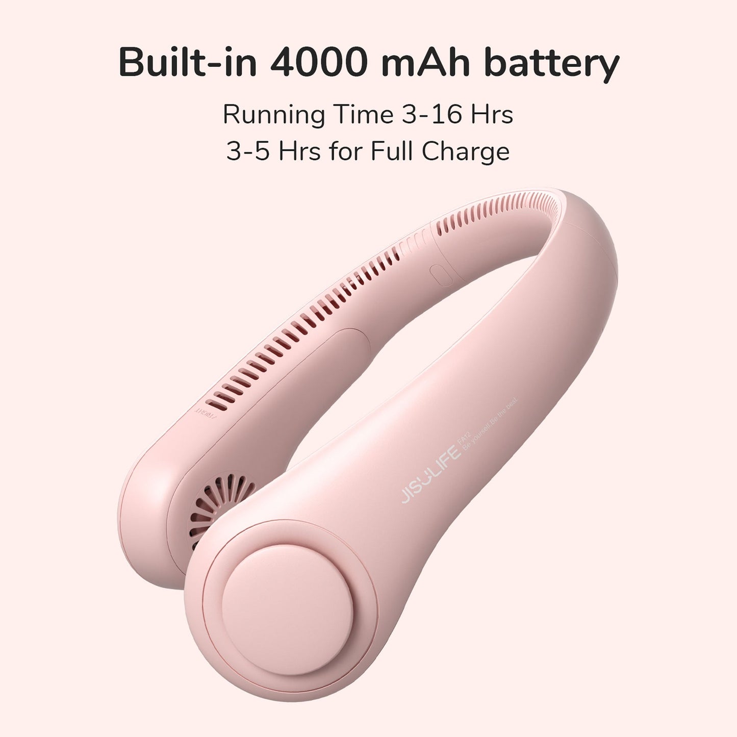 Portable Neck Fan, 4000 mAh Battery Powered Bladeless  w/ 3 Speeds