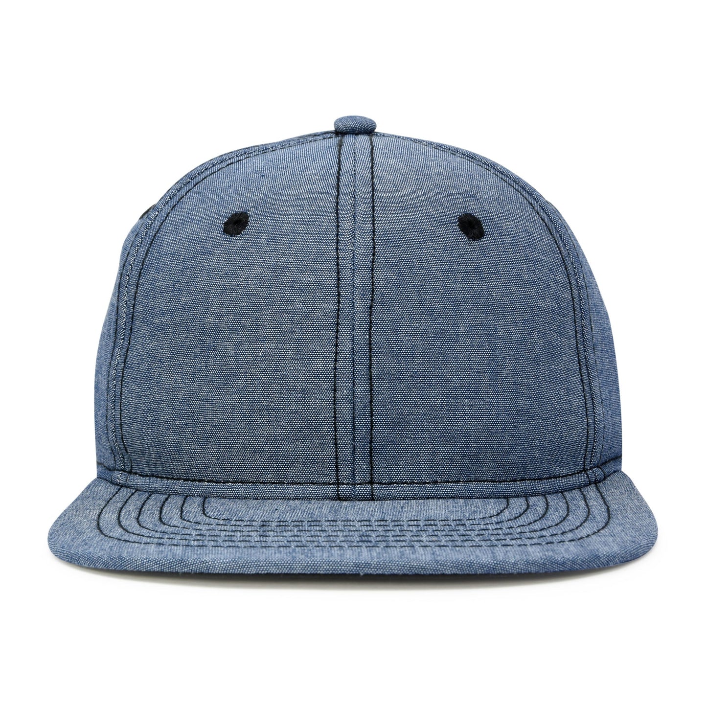 Men's Premium Flat Bill Snapback Chambray Hat 6 Panel Cap