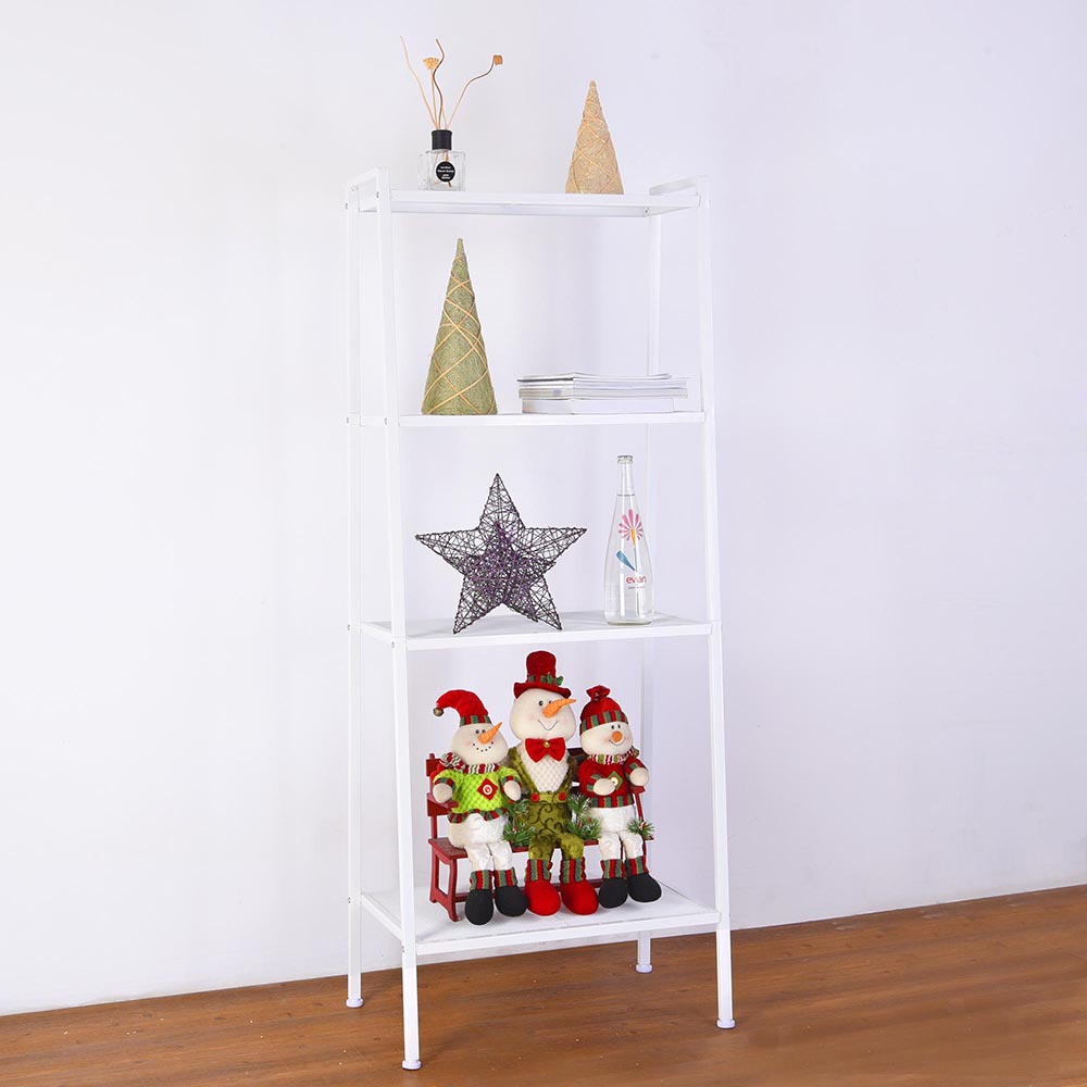 4 Tier Metal Leaning Ladder Shelf Bookcase