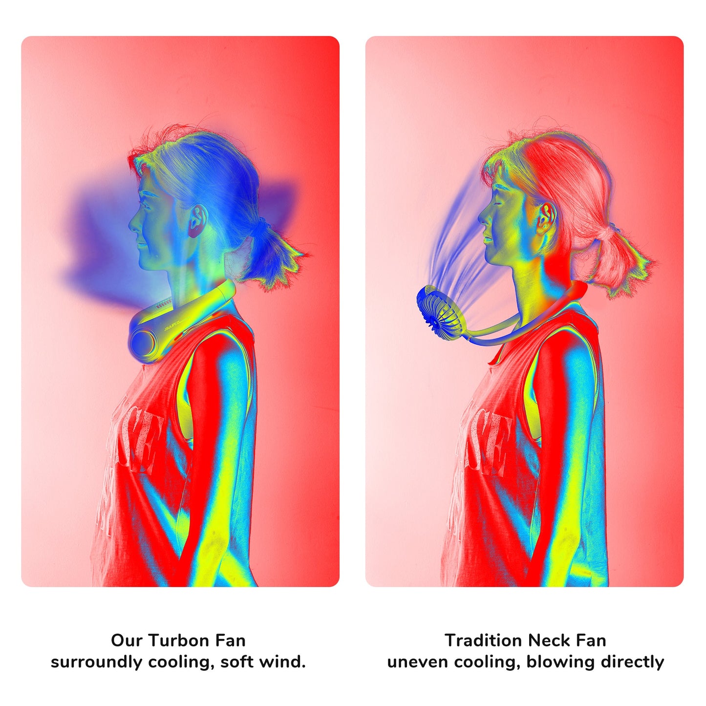 Portable Neck Fan, 4000 mAh Battery Powered Bladeless  w/ 3 Speeds