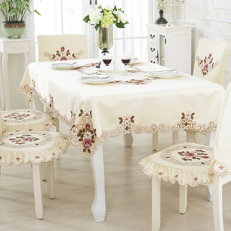 Tablecloth Rectangle/Square  Floral Cutwork Table Linen