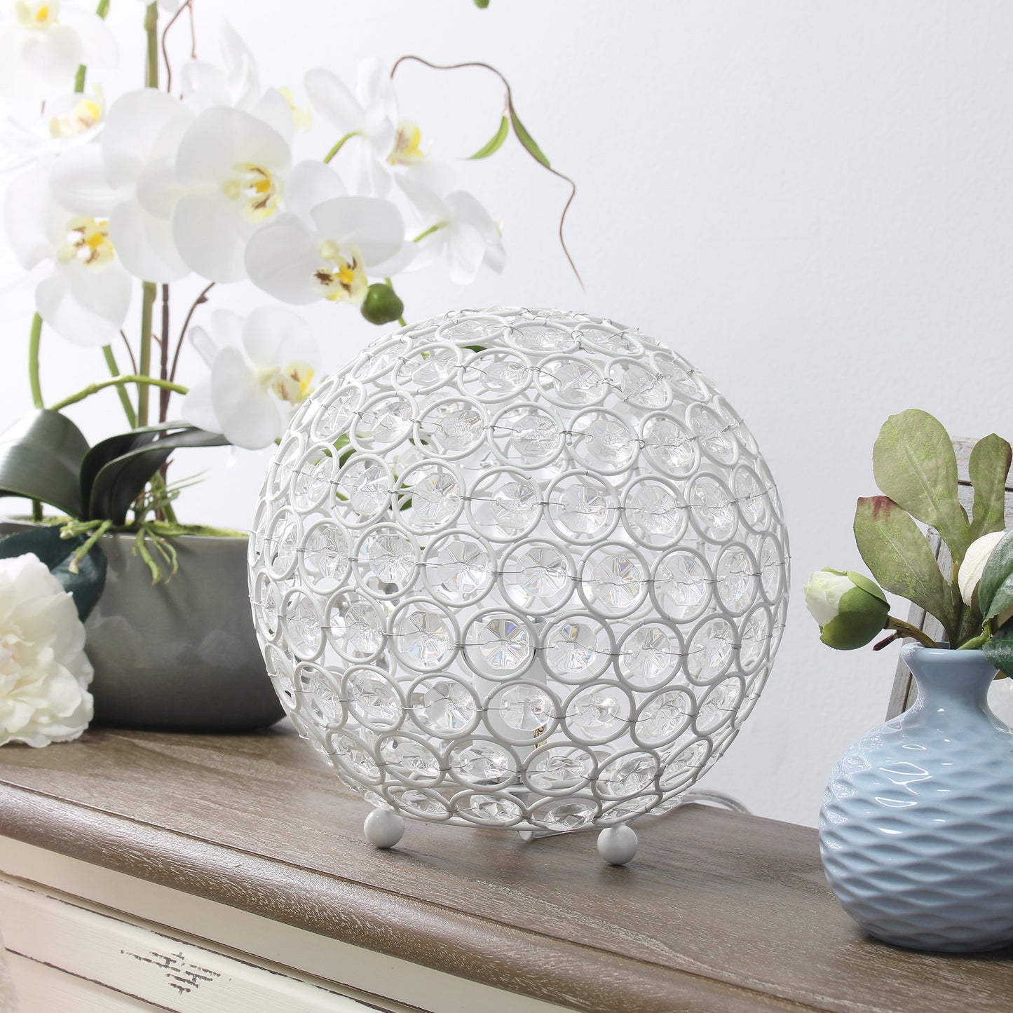 Elegant Designs Elipse 8 Inch Crystal Ball Sequin Table Lamp