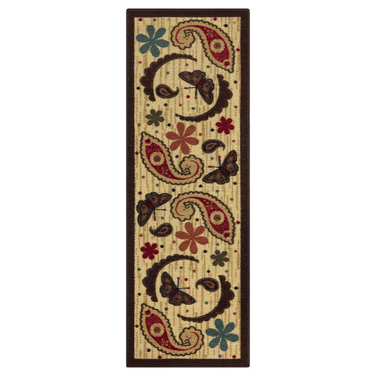 Non-Slip Rubberback Paisley Kitchen Runner Rug, 20" x 59"