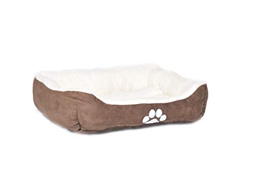 Reversible Rectangle Pet Bed w/ Dog Paw Printing, 25 by 21 inches