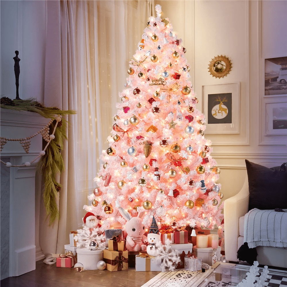 7ft Premium  Artificial Pre-Lit Christmas Tree w/  Ornaments & Star Topper