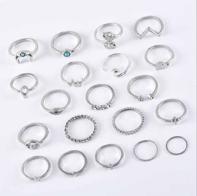 20Pcs Bohemian Turquoise Knuckle Rings Set for Women
