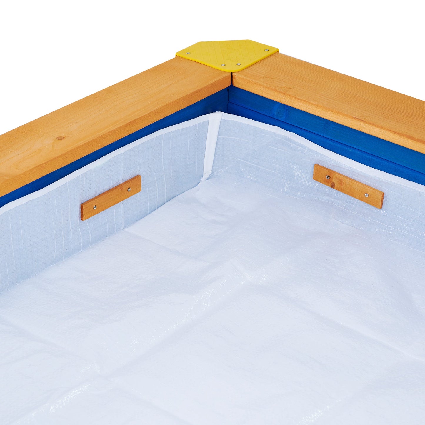 Kids Outdoor Summer Sandbox w/ Canopy, Natural/Blue