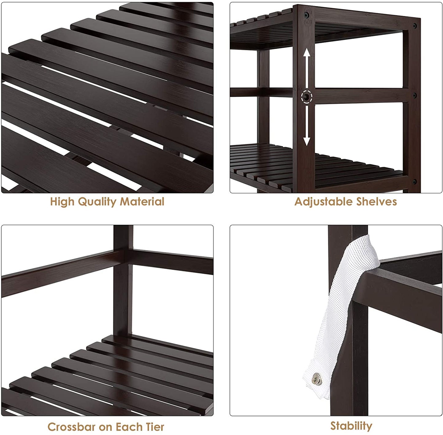 6-tier Tower Bamboo  Shelf  Bookcase