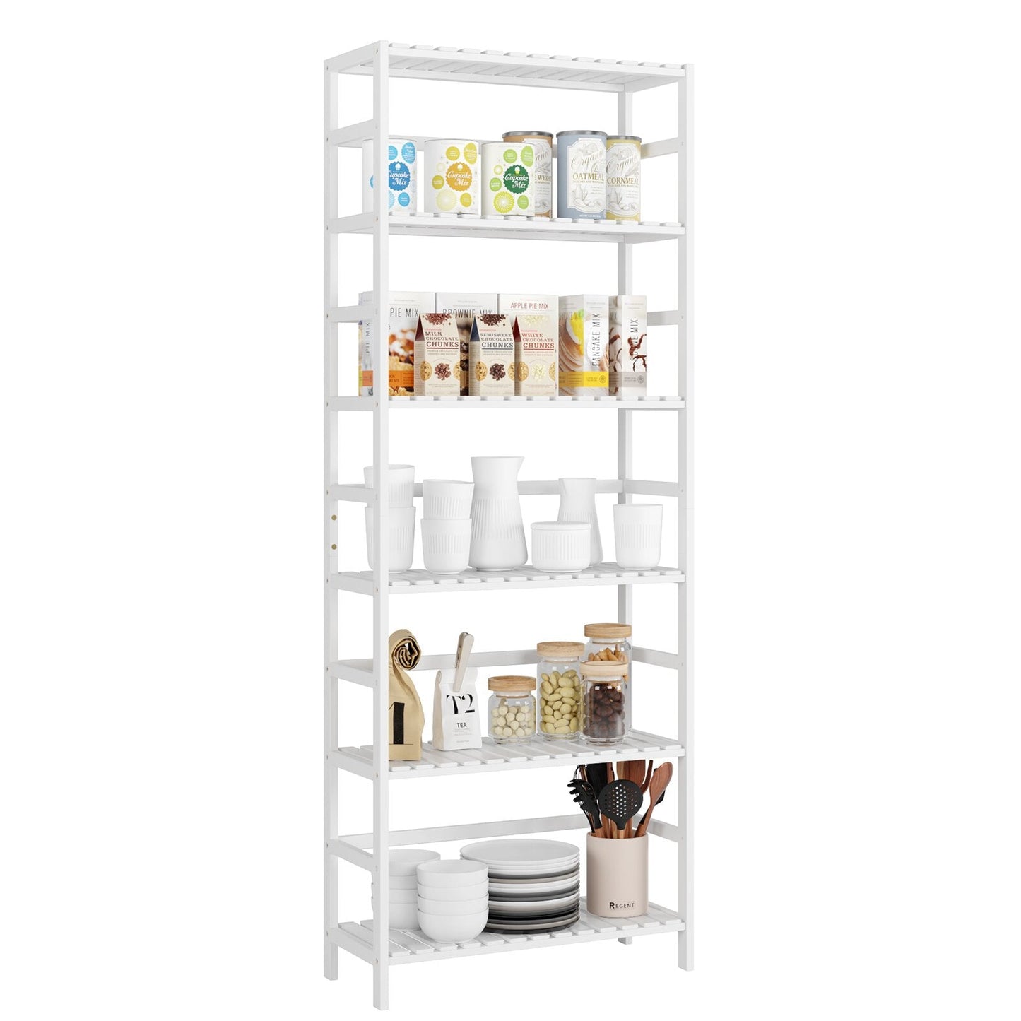 6-tier Tower Bamboo  Shelf  Bookcase