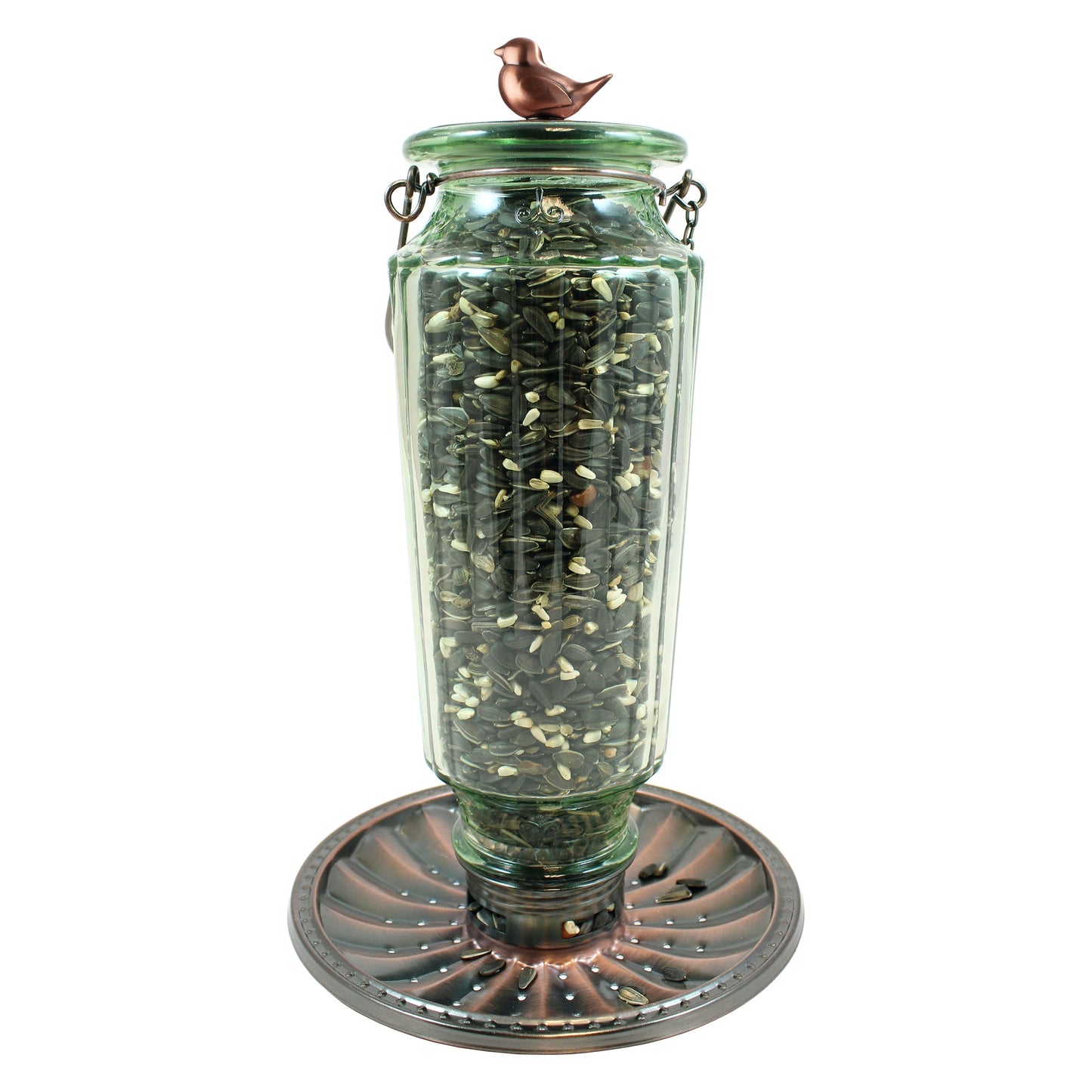 Birds Roseland Glass Sunflower/Thistle Bird Feeder, Green, 2 lb Capacity