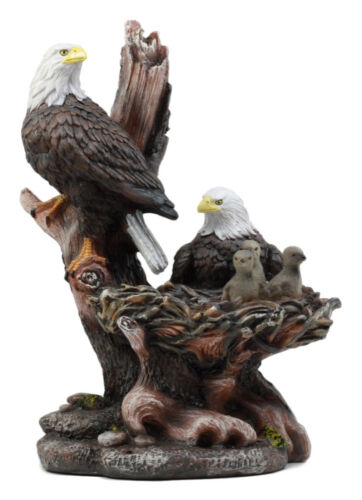 12" Bald Eagle Family In Nest Statue for Home Decoration