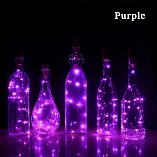 20 LED Wine Bottle Lights w/ Cork 6.5ft Silver Wire