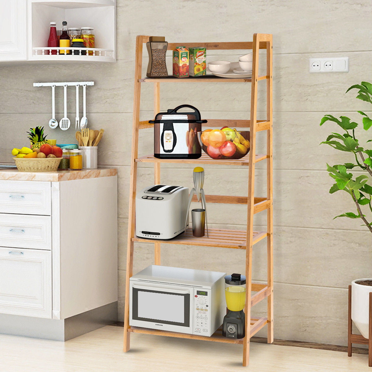 4-Shelf Bamboo Freestanding