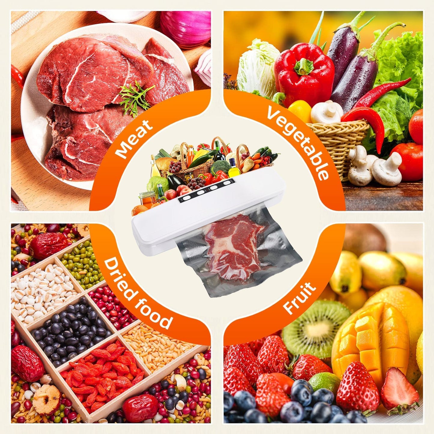 Automatic Food Vacuum Sealer Machine, Dry / Wet / Oil / Powder Modes