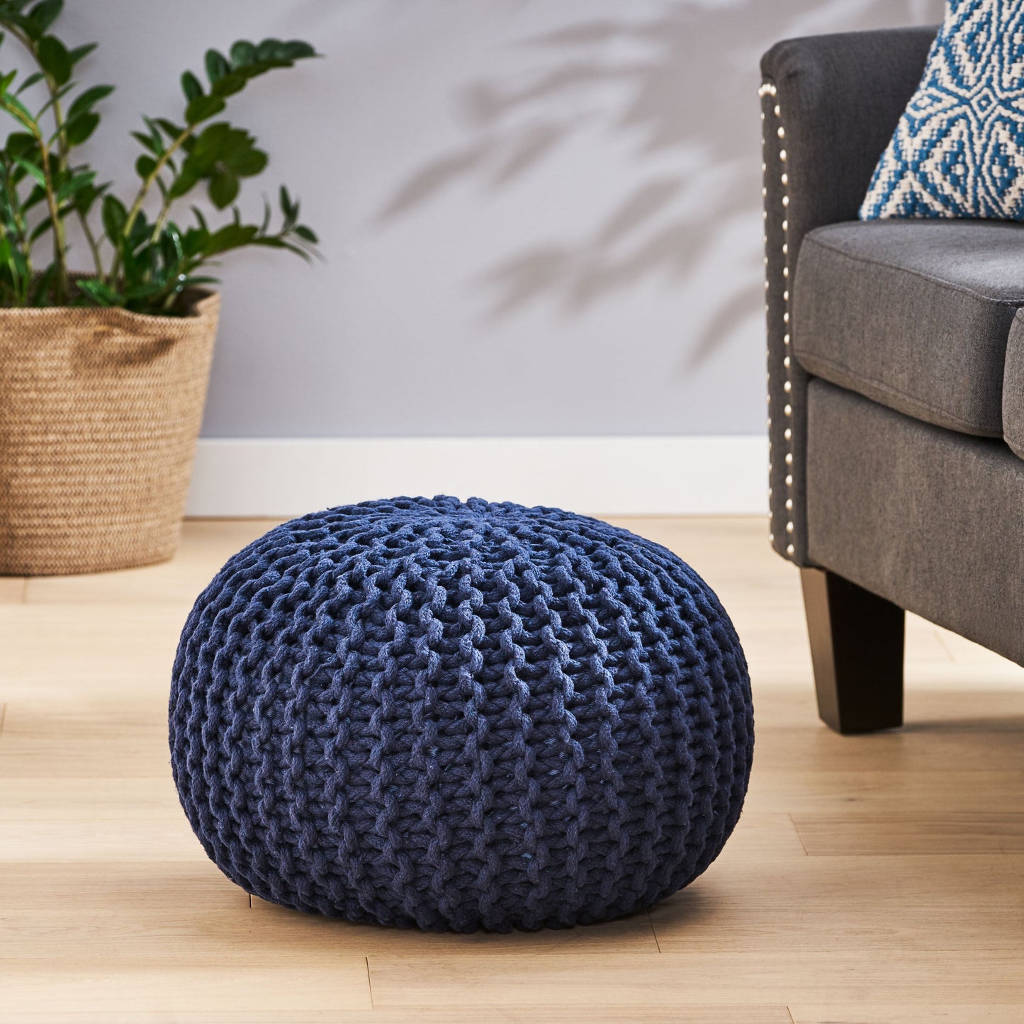 Indoor Bohemian Handcrafted Modern Cotton Ottoman Pouf