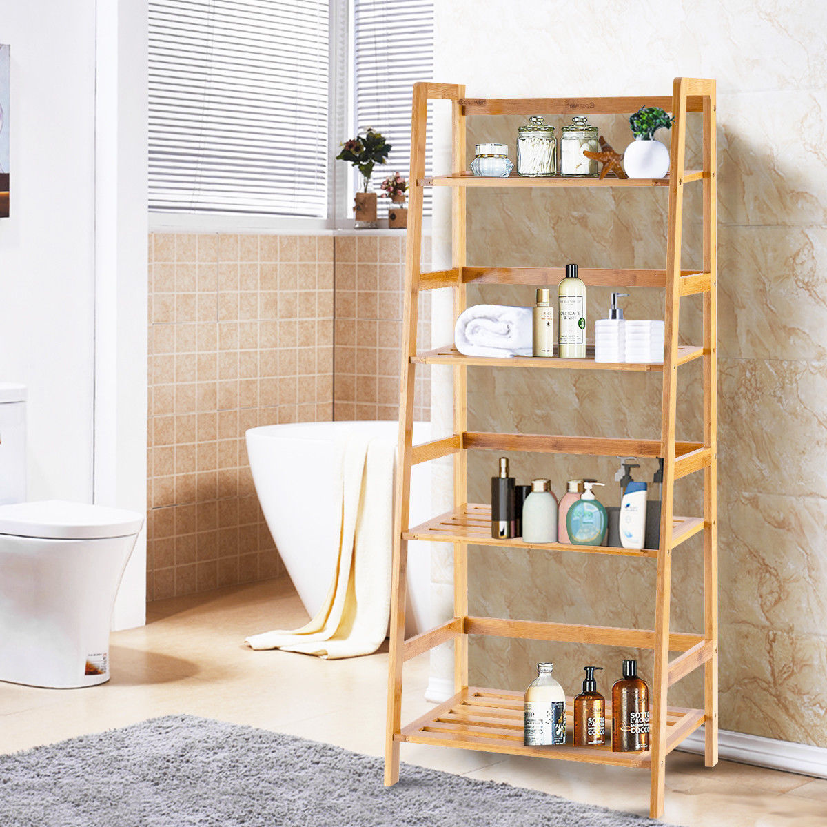 4-Shelf Bamboo Freestanding