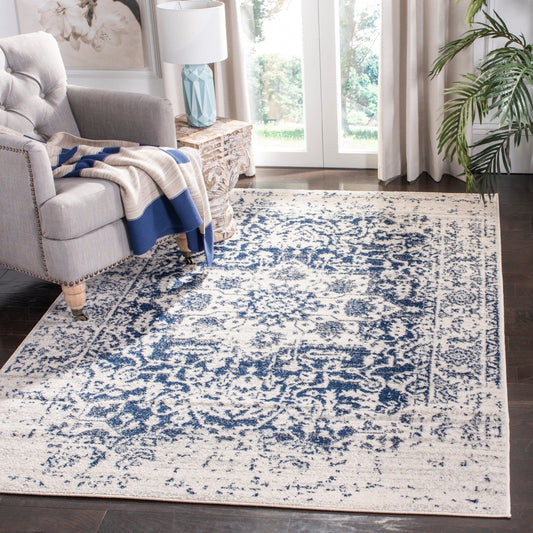 Madison Katina Traditional Area Rug, Cream/Navy, Rectangular  4' x 6'